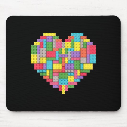 Master Builder Block Brick Building Heart Muismat (Voorkant)