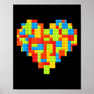 Master Builder Block Brick Building Heart Poster