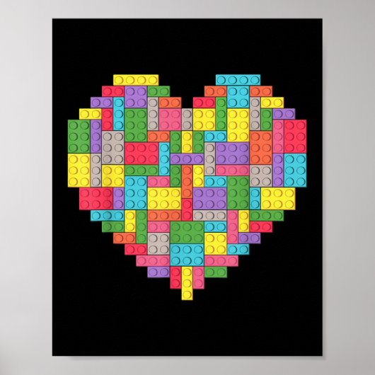 Master Builder Block Brick Building Heart Poster (Voorkant)