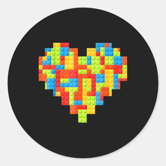 Master Builder Block Brick Building Heart Ronde Sticker (Voorkant)