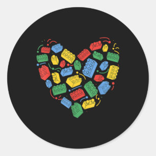 Master Builder Block Brick Building Heart Ronde Sticker
