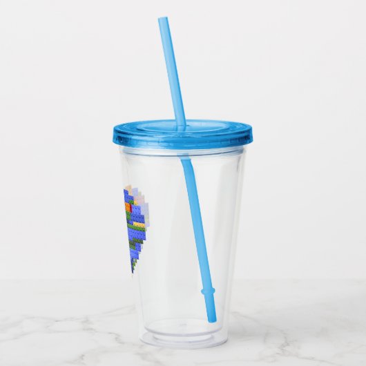 Master Builder Block Brick Building Heart Valentin Acryl Drinkbeker (Links)