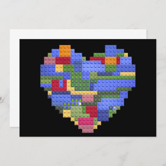 Master Builder Block Brick Building Heart Valentin Bedankkaart (Voorkant / Achterkant)