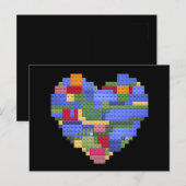 Master Builder Block Brick Building Heart Valentin Briefkaart (Voorkant / Achterkant)