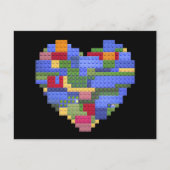 Master Builder Block Brick Building Heart Valentin Briefkaart (Voorkant)