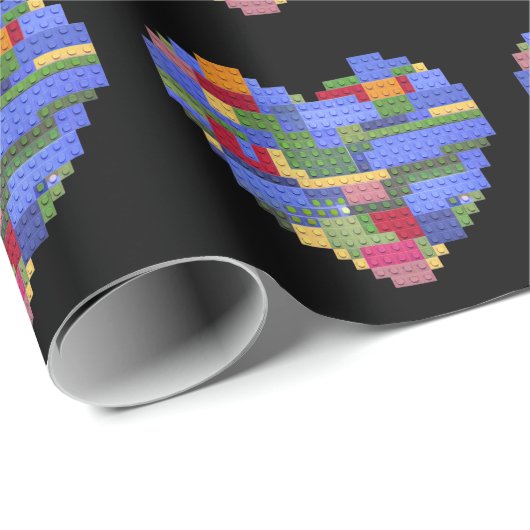 Master Builder Block Brick Building Heart Valentin Cadeaupapier (Rol Hoek)