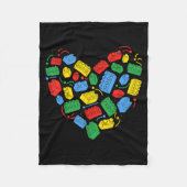 Master Builder Block Brick Building Heart Valentin Fleece Deken (Voorkant)