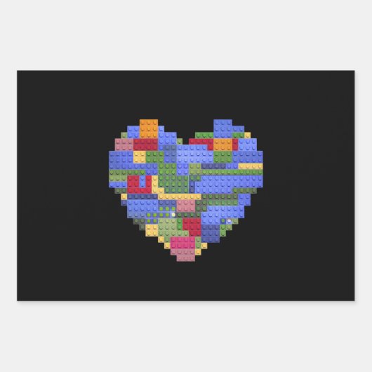 Master Builder Block Brick Building Heart Valentin Inpakpapier Vel (Voorkant)