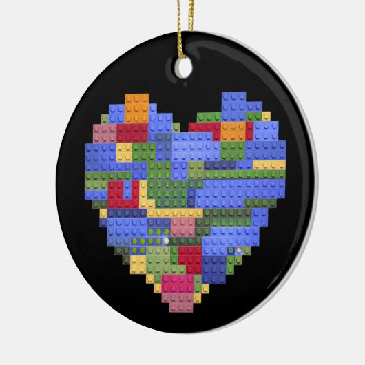 Master Builder Block Brick Building Heart Valentin Keramisch Ornament (Links)