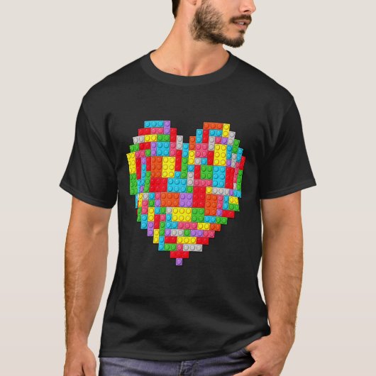 Master Builder Block Brick Building Heart Valentin T-shirt (Voorkant)