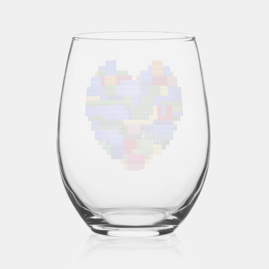 Master Builder Block Brick Building Heart Valentin Wijnglas Zonder Voet (Voorkant)