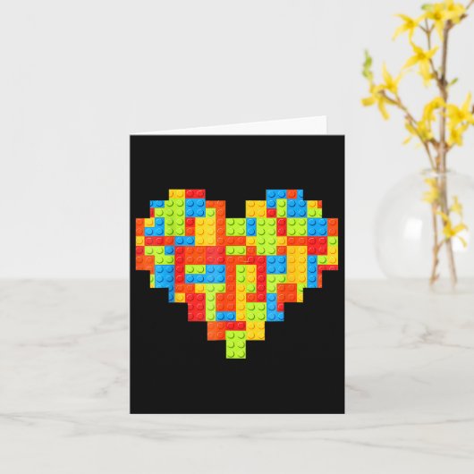 Master Builder Blok Baksteen Bouwen Hart Kaart (Gele Bloem)