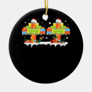 Master Builder Bloksteen Bouw Boom Kerstmis Keramisch Ornament
