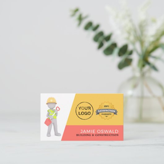 Master Builder, bouwbedrijf, bouwmachines Visitekaartje (Staand voorkant)
