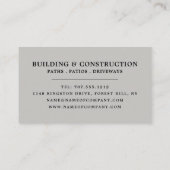 Master Builder, bouwbedrijf, bouwmachines Visitekaartje (Achterkant)