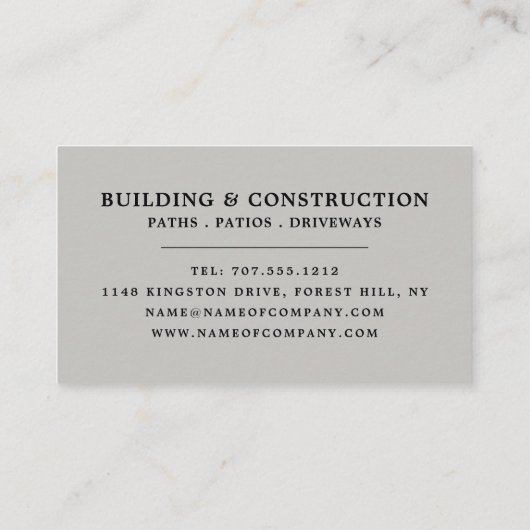Master Builder, bouwbedrijf, bouwmachines Visitekaartje (Achterkant)