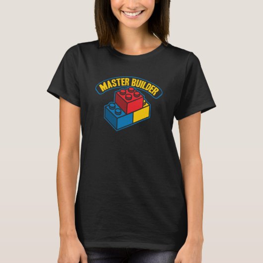 Master Builder Building Blocks Mannen Vrouwen Jeug T-shirt (Voorkant)