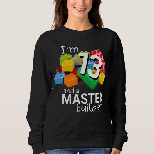 Master Builder Cute Block Building 13th Birthday B Trui (Voorkant)