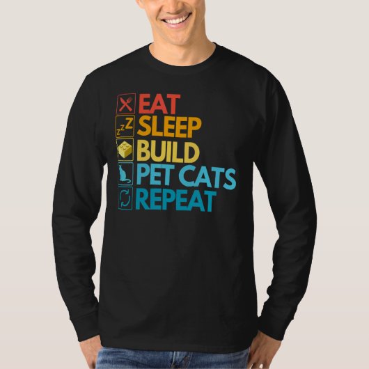 Master Builder Cute Block Building Cats T-shirt (Voorkant)