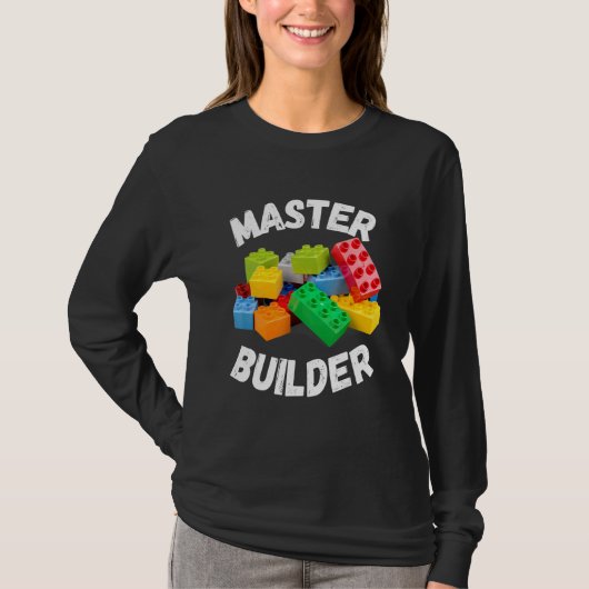 Master Builder Cute Block Building Kinder Boys 1 T-shirt (Voorkant)