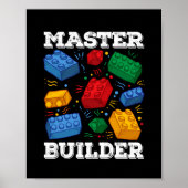 Master Builder Cute Block Building Kinder Speys Br Poster (Voorkant)