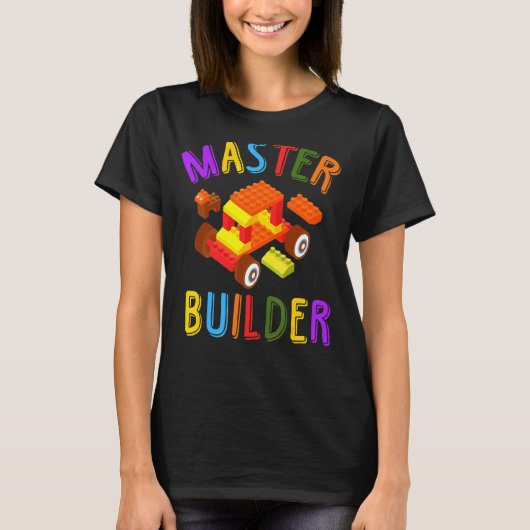 Master Builder Cute Brick Blocks speelgoed T-shirt (Voorkant)