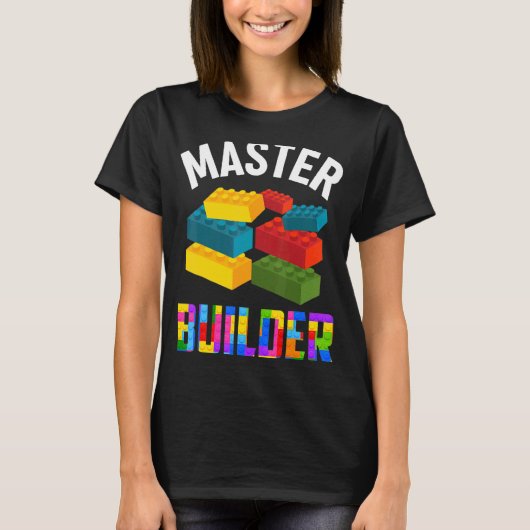 Master Builder Cute Brick Blocks speelgoed T-shirt (Voorkant)