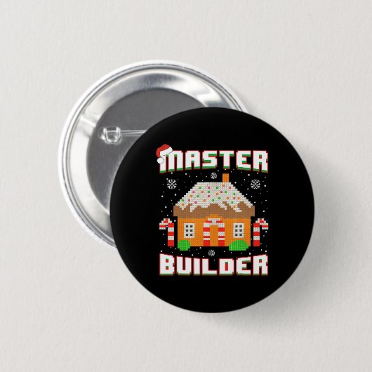 Master Builder Gingerbread House Kerstblok B Ronde Button 5,7 Cm (Voorkant /achterkant)