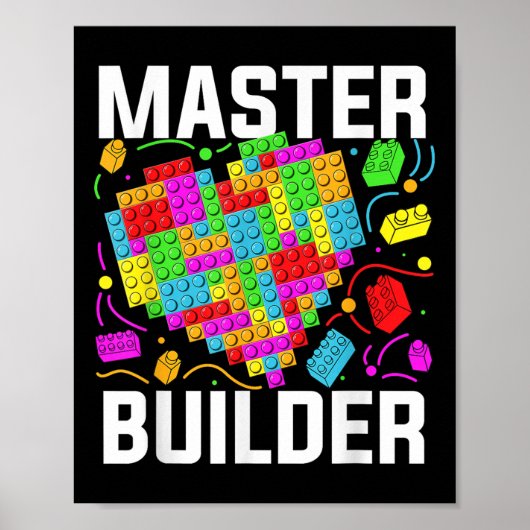 Master Builder Heart Block Brick Building Poster (Voorkant)