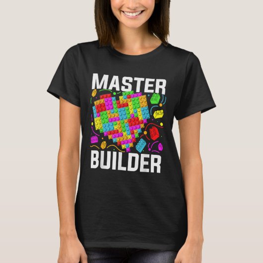 Master Builder Heart Block Brick Building T-shirt (Voorkant)