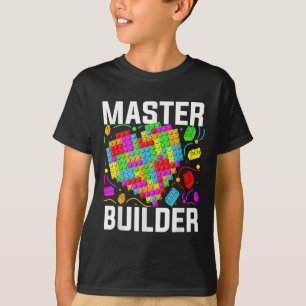 Master Builder Heart Block Brick Building T-shirt