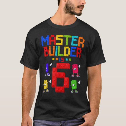 Master Builder is 6 jaar oud gebouw 6e verjaardag T-shirt (Voorkant)