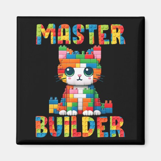 Master Builder Schattige Kat Baksteen Speelgoed Ki Magneet (Voorkant)