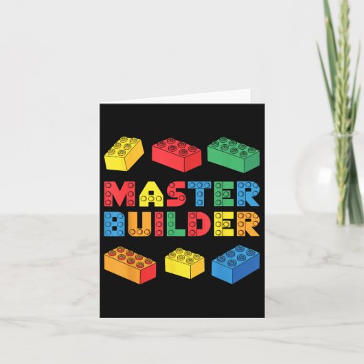 Master Builder Shirt Bricks Blocks Volwassen Kinde Kaart (Voorkant)
