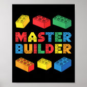 Master Builder Shirt Bricks Blocks Volwassen Kinde Poster (Voorkant)
