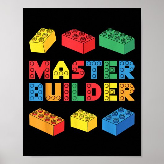 Master Builder Shirt Bricks Blocks Volwassen Kinde Poster (Voorkant)