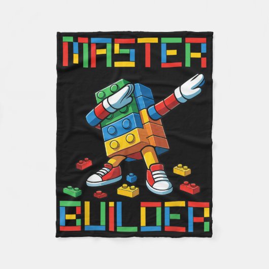 Master Builder T-shirt Dabbing Blokken Bakstenen B Fleece Deken (Voorkant)