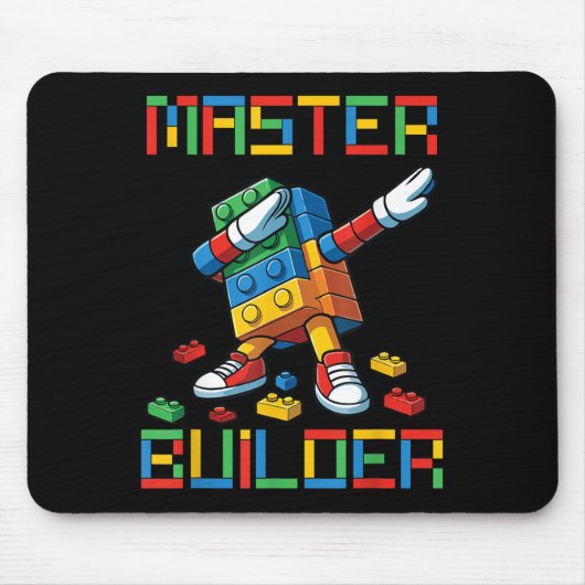 Master Builder T-shirt Dabbing Blokken Bakstenen B Muismat (Voorkant)