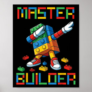 Master Builder T-shirt Dabbing Blokken Bakstenen B Poster
