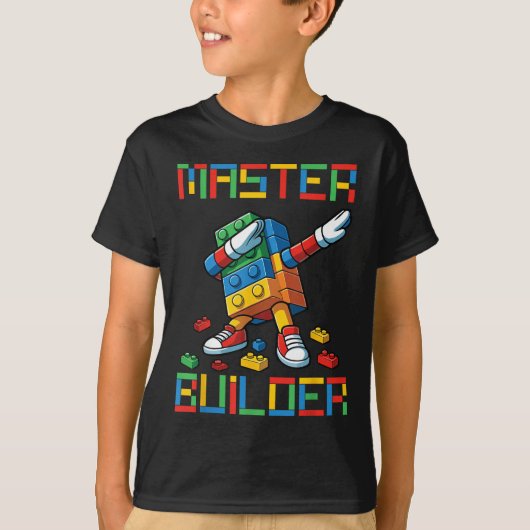 Master Builder Tee Dabbing Blocks Bricks Building T-shirt (Voorkant)