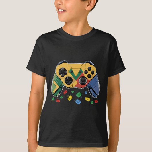 Master Builder Video Game Block Brick Building Kin T-shirt (Voorkant)