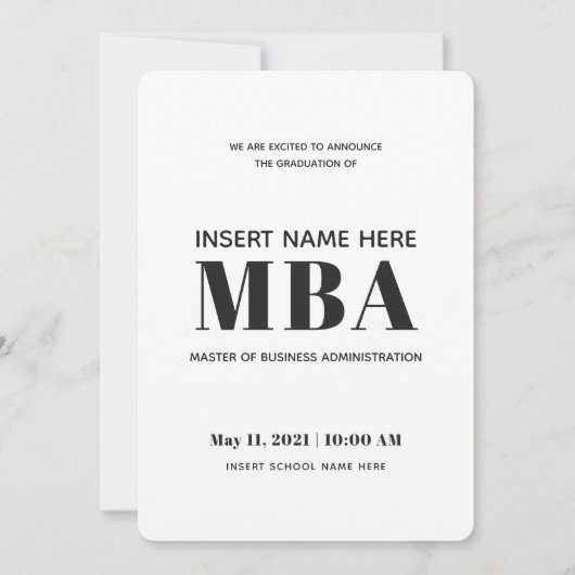 Master Business Administration MBA-Afstuderen Aankondiging (Voorkant)