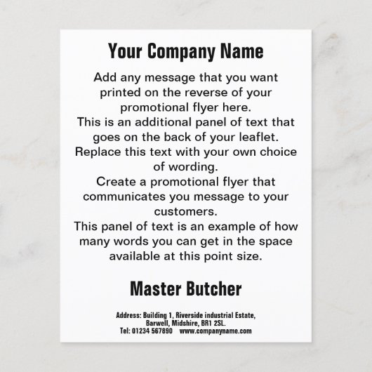 Master Butcher Cartoon Design Flyer (Achterkant)
