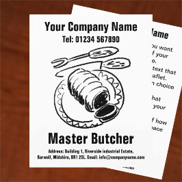 Master Butcher Cartoon Design Flyer