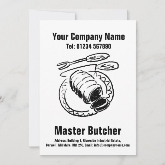 Master Butcher Cartoon Design Kaart (Voorkant)