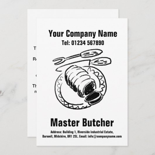 Master Butcher Cartoon Design Kaart (Voorkant / Achterkant)