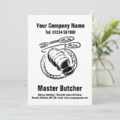 Master Butcher Cartoon Design Kaart (Staand voorkant)