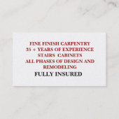 MASTER CARPENTER VISITEKAARTJE (Achterkant)