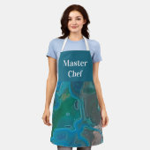 Master Chef Abstract Blauw Groen Gezwakkerd Gemsto Schort (Gedragen)