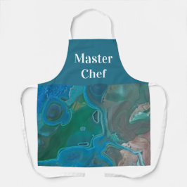 Master Chef Abstract Blauw Groen Gezwakkerd Gemsto Schort